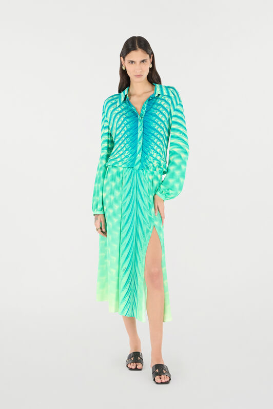 RC Shirt Dress With All-Over Print Light green UKT154-KWN47