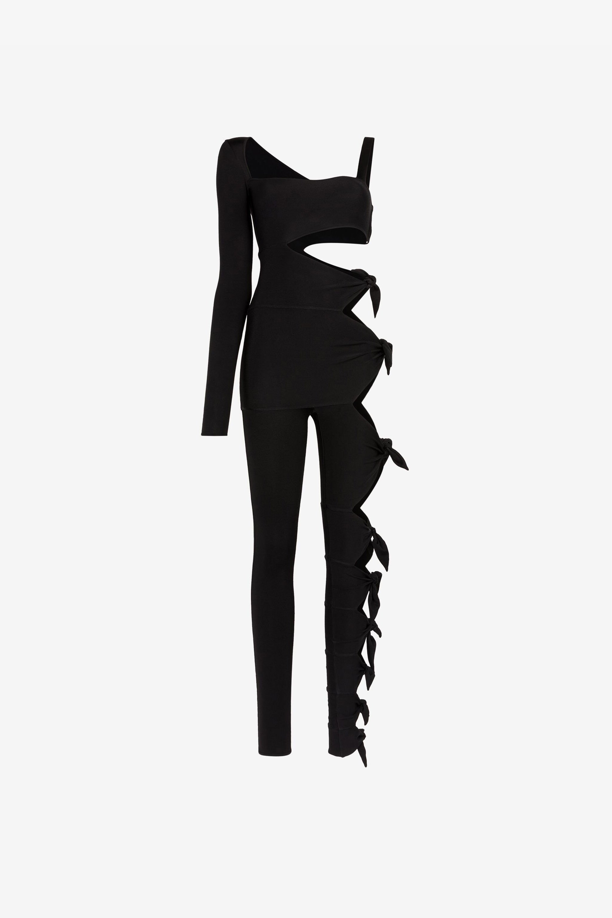 RC Knot-detail single-sleeve jumpsuit Black QWM152-MG011