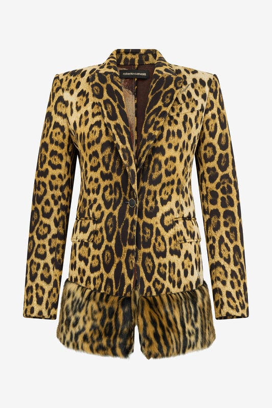 RC Single-Breasted Blazer With Jaguar Skin Print RC Single-Breasted Blazer With Jaguar Skin Print Brown VWT401-SVQ71