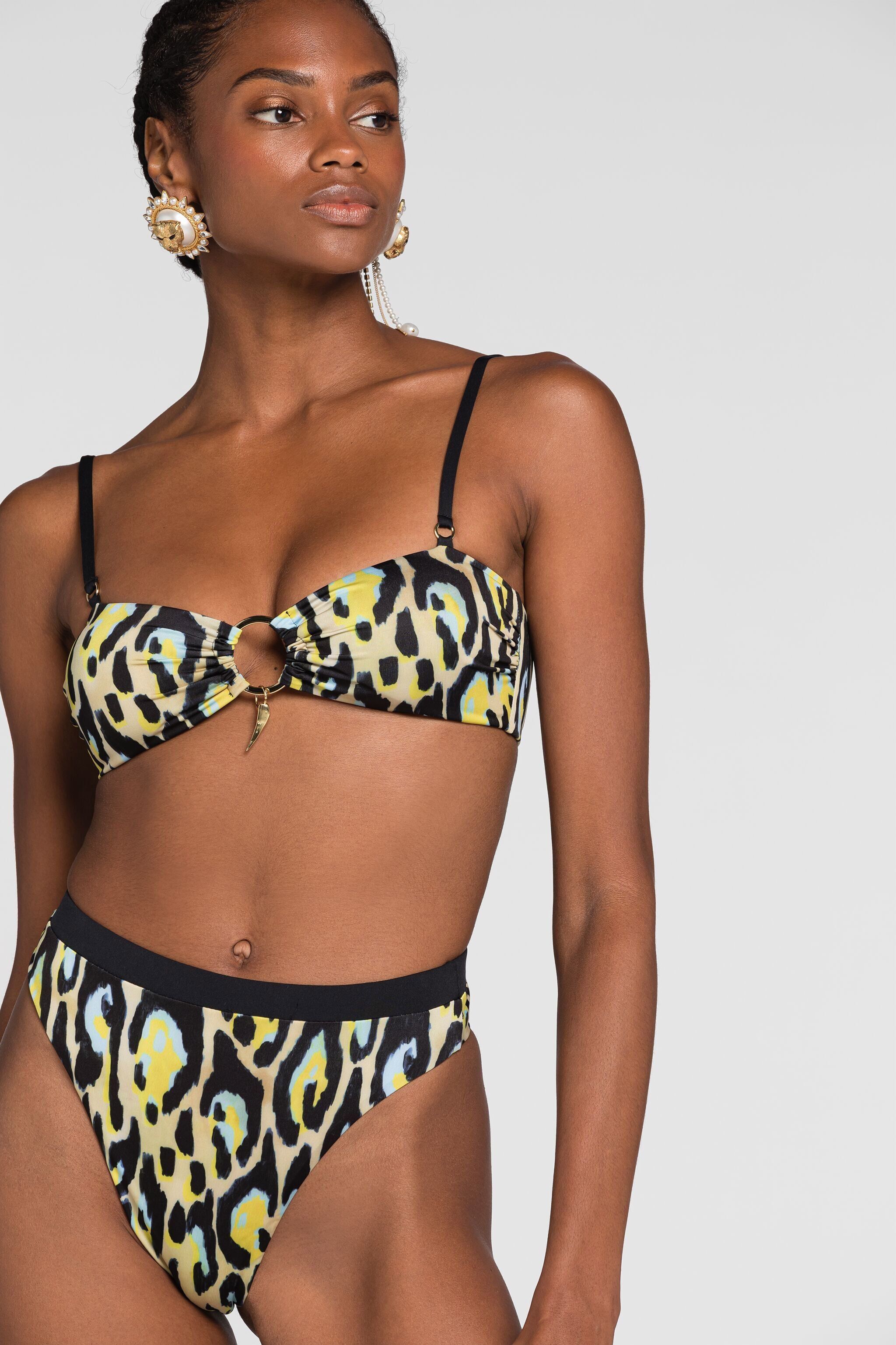 RC Jaguar-print bikini bottoms Yellow QKW00J-LNF54