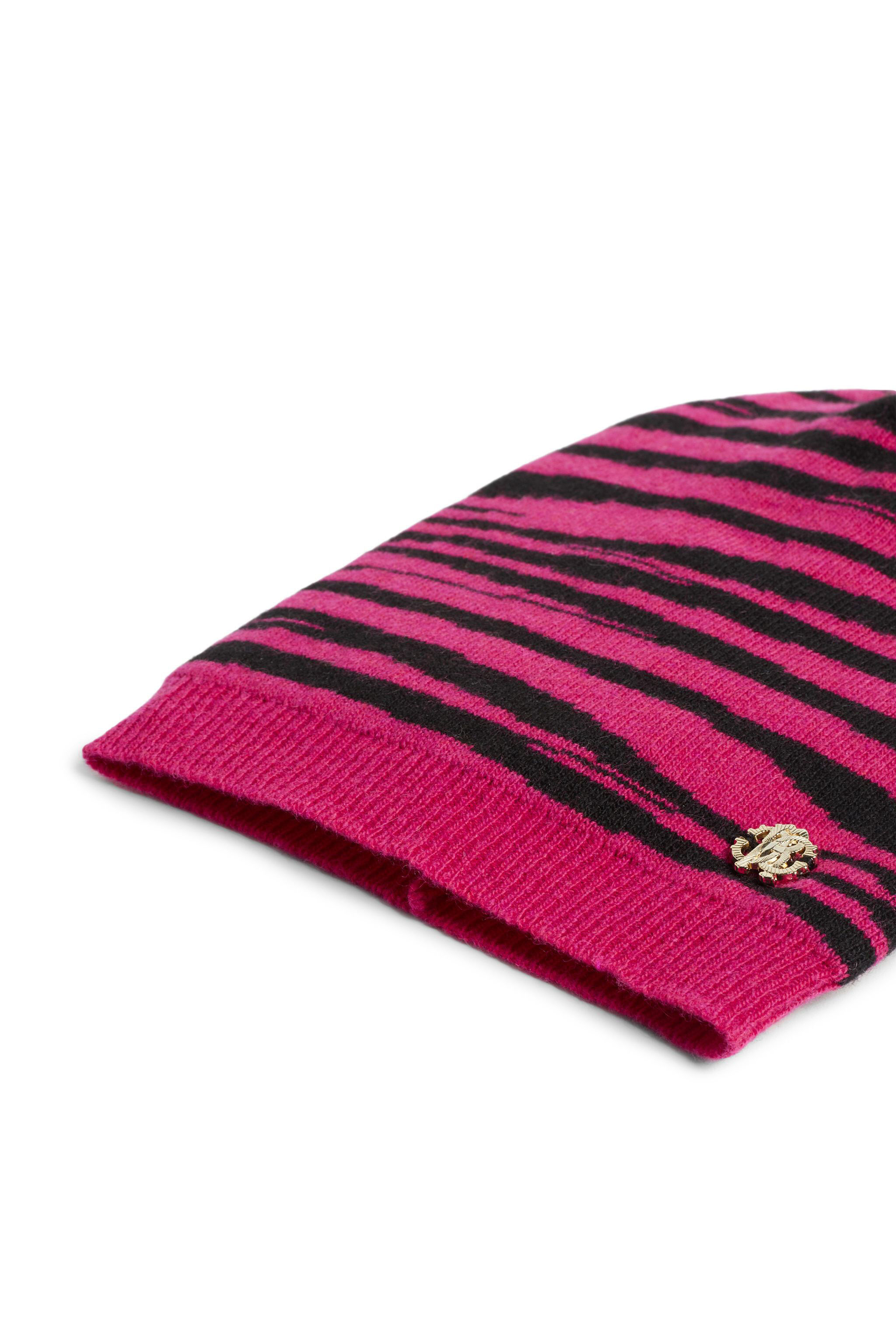 JU Beanie mit Kaschmiranteil und Streifen FUCHSIA/BLACK JJI011-MQ033