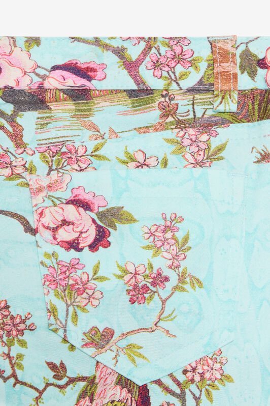 JU Multicolor Trousers with Floral and Pheasant Print MULTICOLOR VJT23J-6SQ07