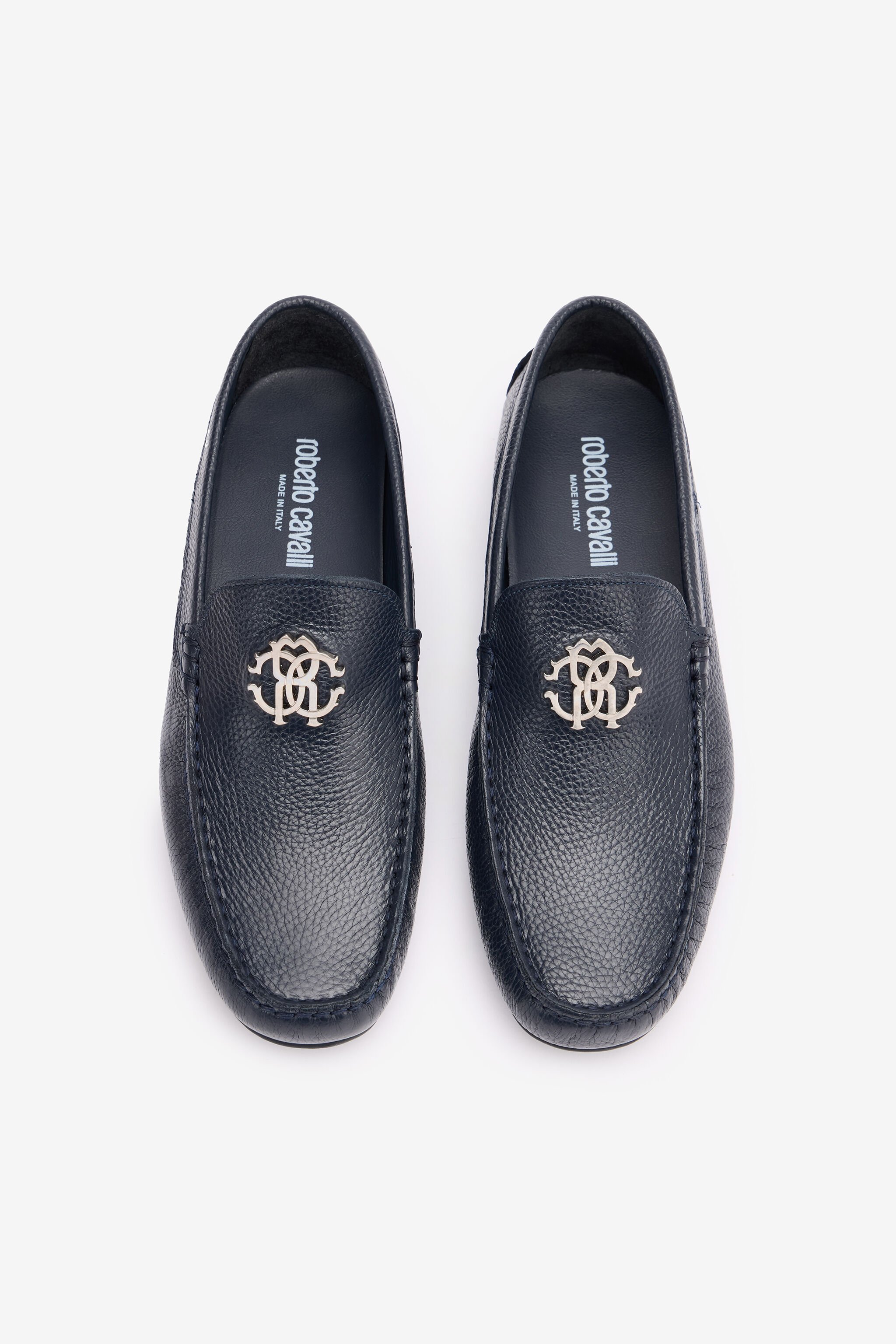 RC Hammered Effect Loafers with RC Monogram Dark blue POS00G-PI001