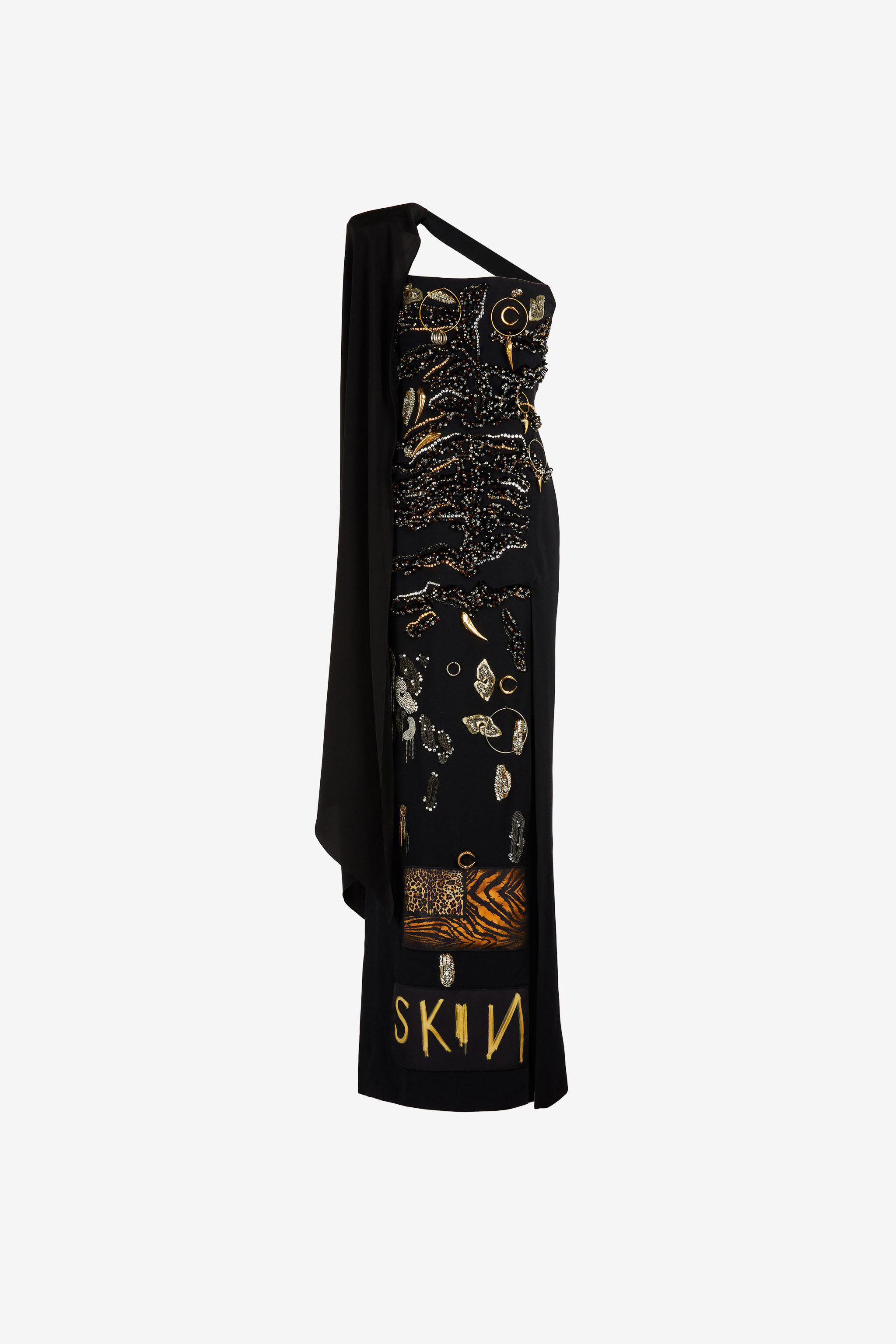 RC Robe longue ornée de cristaux Noir NQR143-HR005