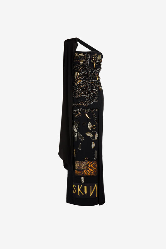 RC Robe longue ornée de cristaux RC Robe longue ornée de cristaux Noir NQR143-HR005