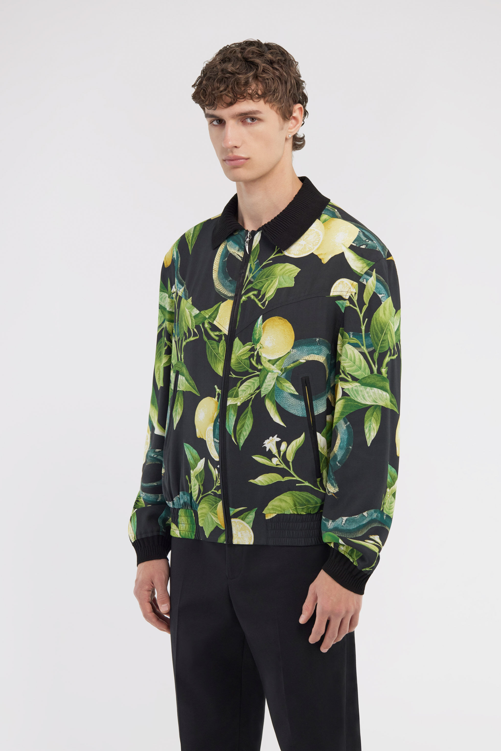 RC Bomber with Lemon print Black SRT465-6DI89