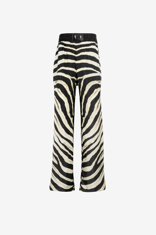 RC Zebra-Print Silk Trousers IVORY/BLACK ONT218-4QD03