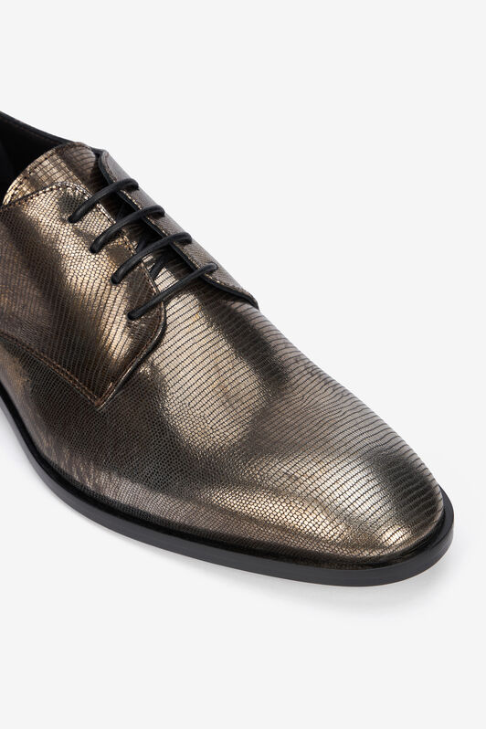 RC Brown Lace-Up Leather Loafers with Python Effect Brown URS051-PZU12