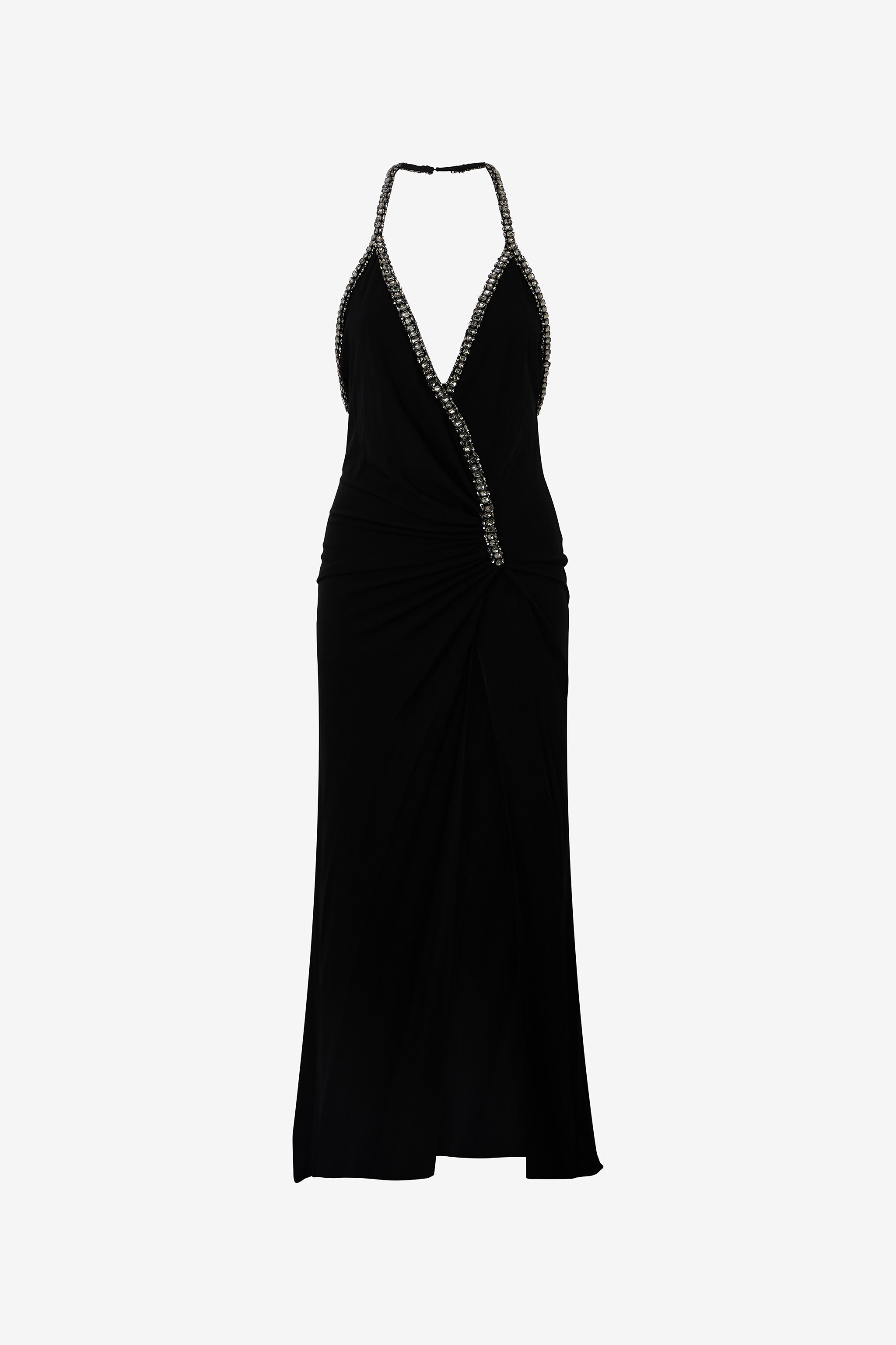 RC Long Dress with Rhinestones Black VQR103-JE034