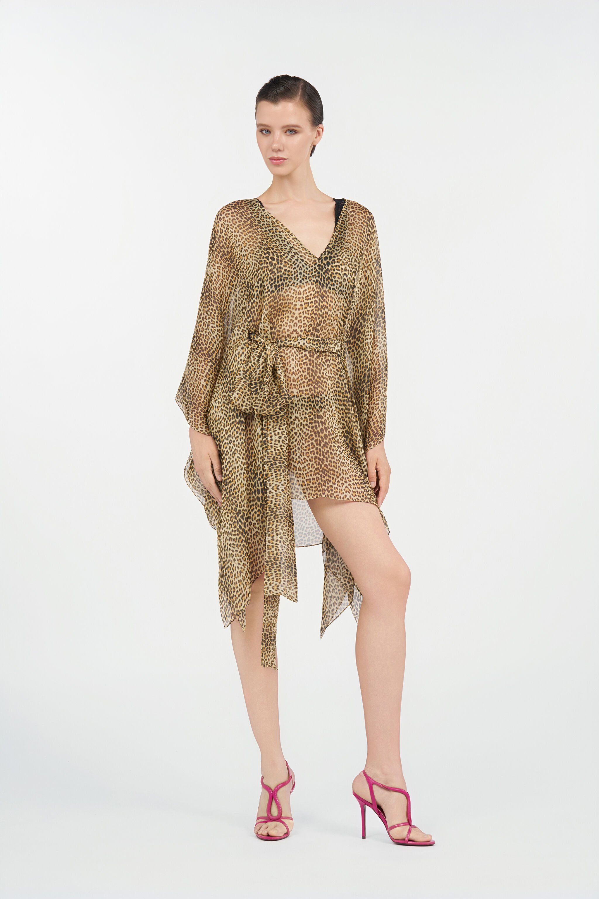 RC Baby Jaguar Print Silk Kaftan BROWN WQW028-HNR31