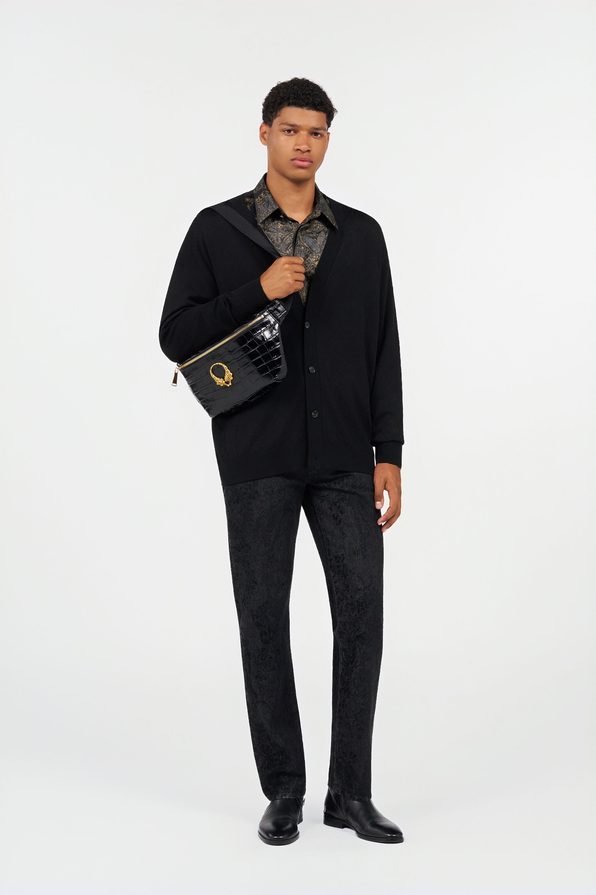 RC Ornamental Black Print Shirt BLACK WRT712-SZR36