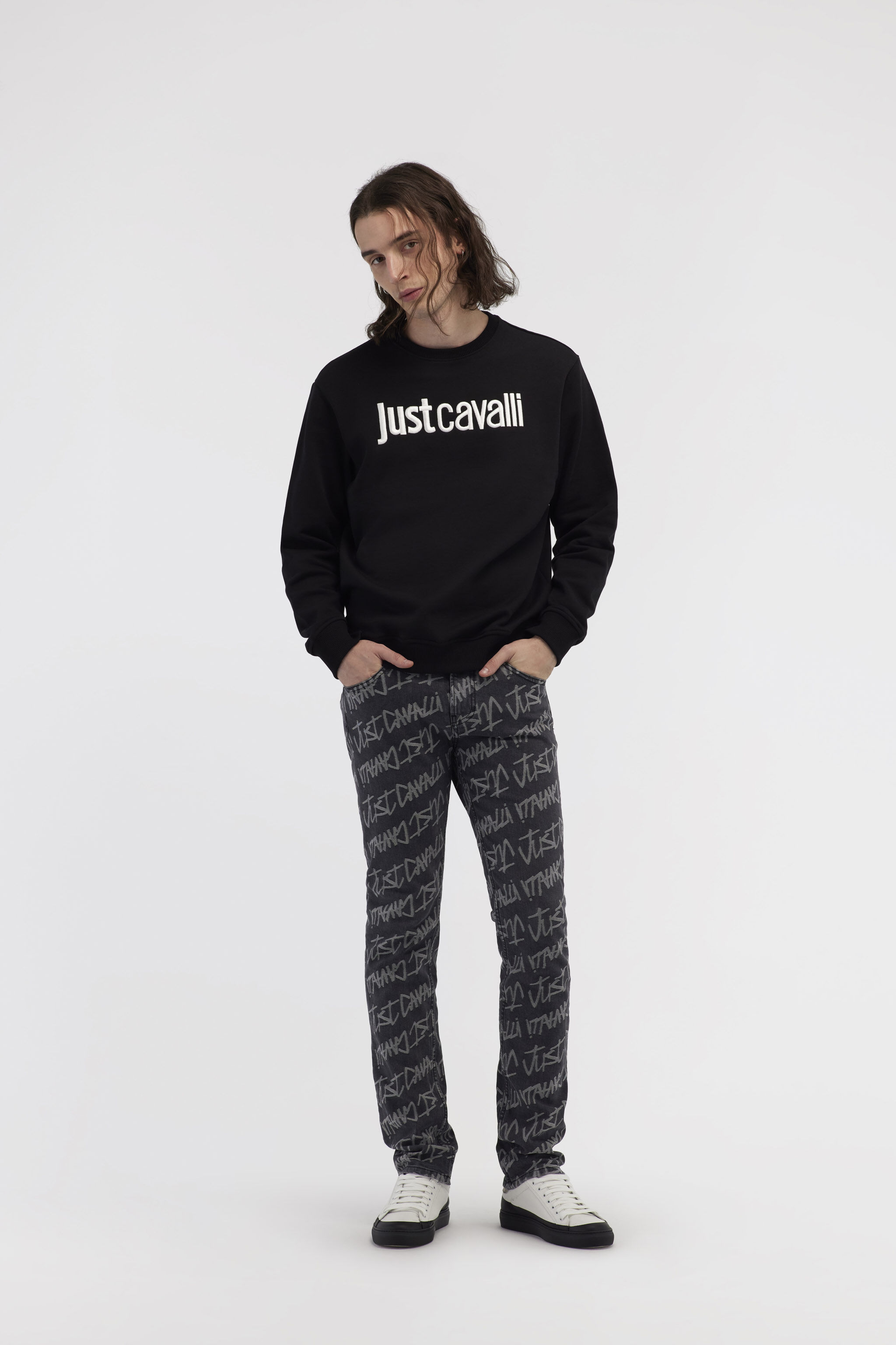 JC Just Cavalli Logo Sweatshirt Schwarz RRT971-RR233