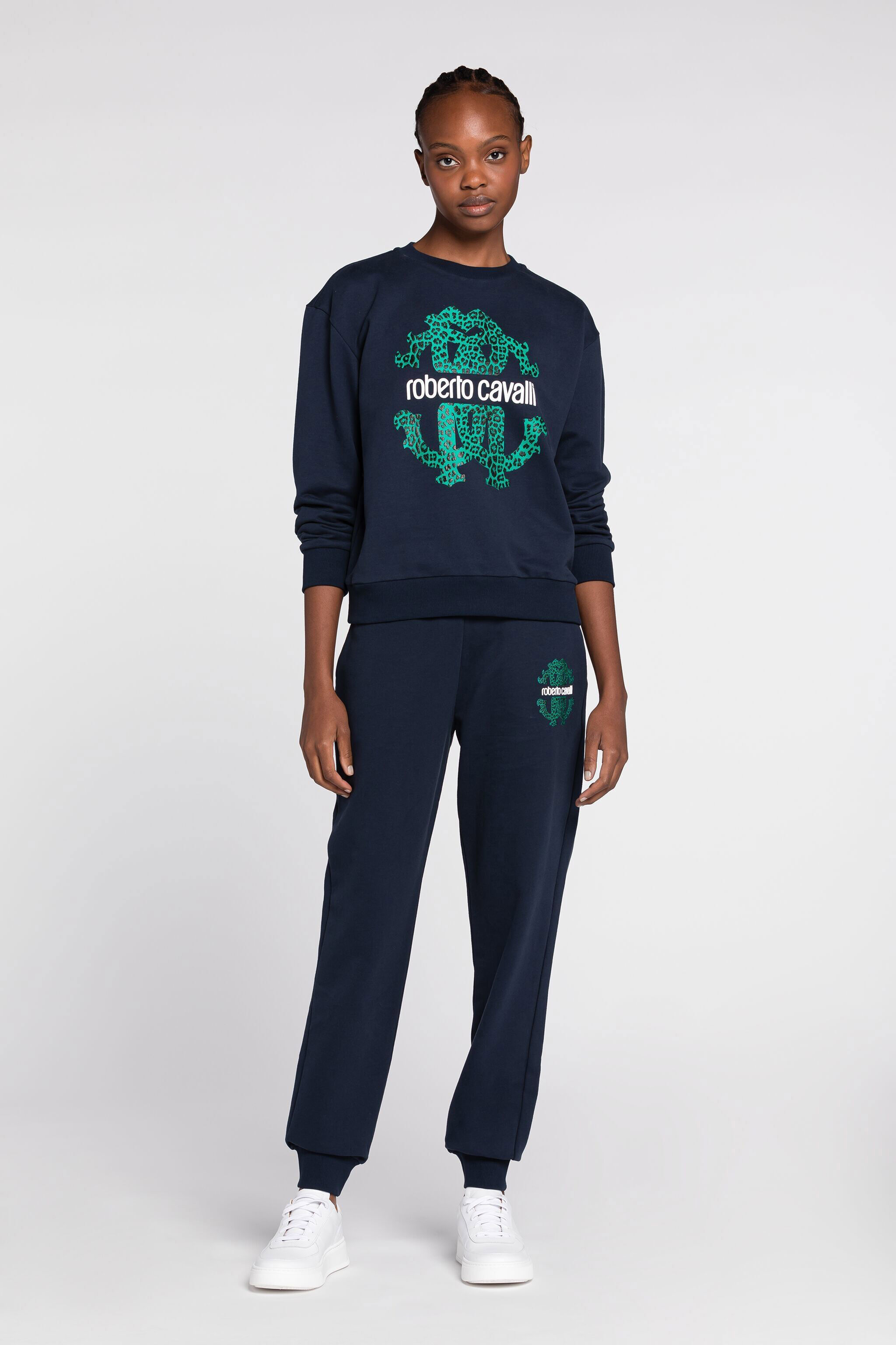 RC RC Monogram-Print Cotton Sweatpants Dark blue JST23C-CF050
