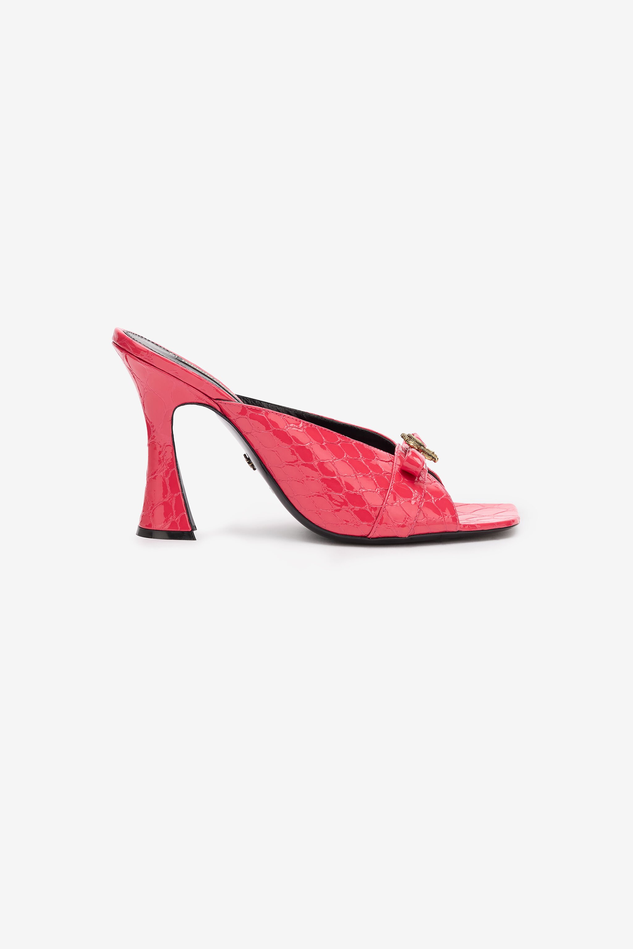 RC Mules mit Kroko-Effekt und Monogramm Mirror Snake Fuchsia UKS031-PZV97