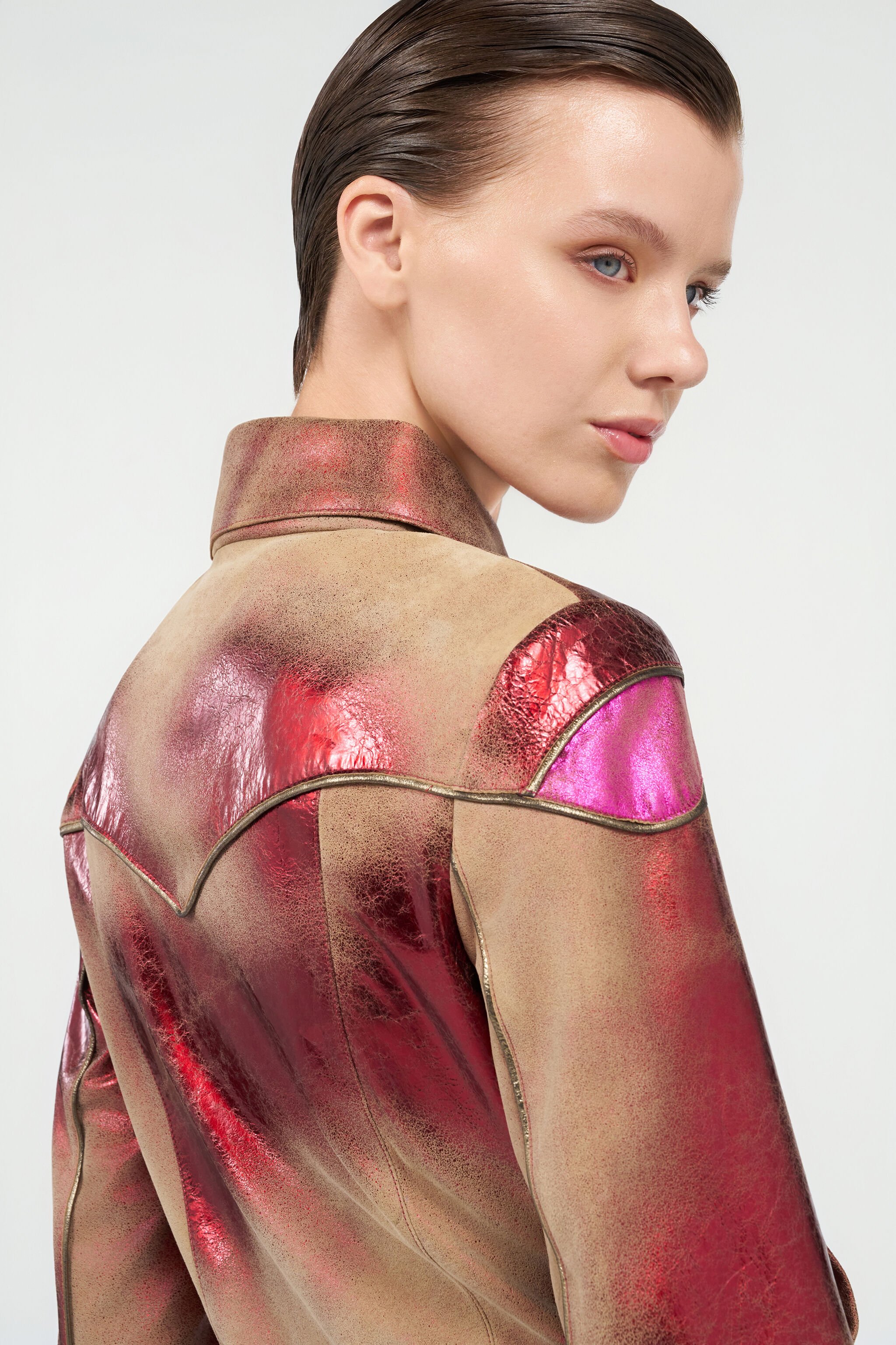 RC Metallic Leather Jacket ROSSO/FUXIA WQP400-PC002