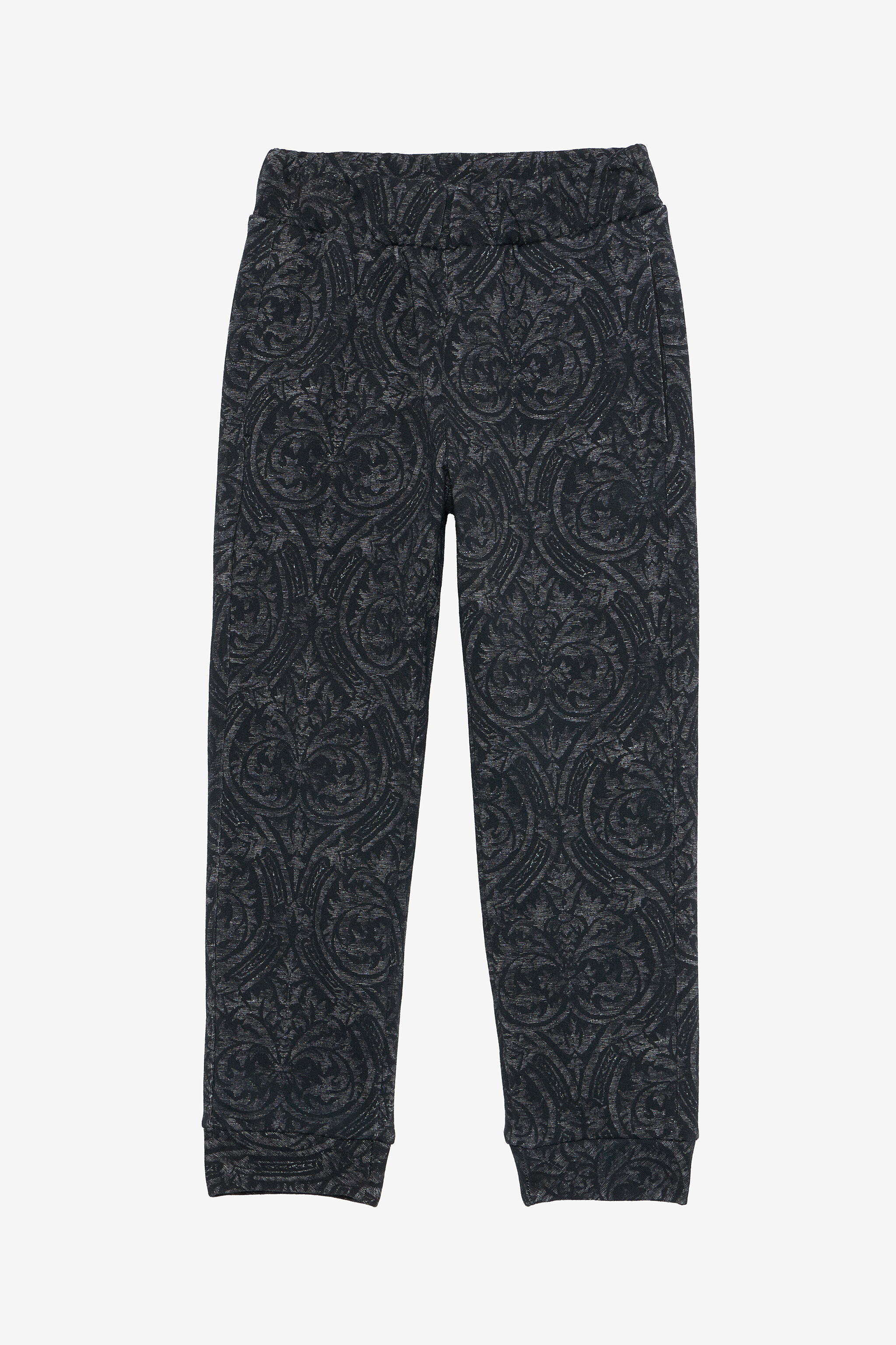 JU Black Track Pants with Floral Print BLACK VJT20F-5OP29