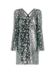 RC Leopard Sequin-Embellished Dress Light blue/Black GWR131-GG001
