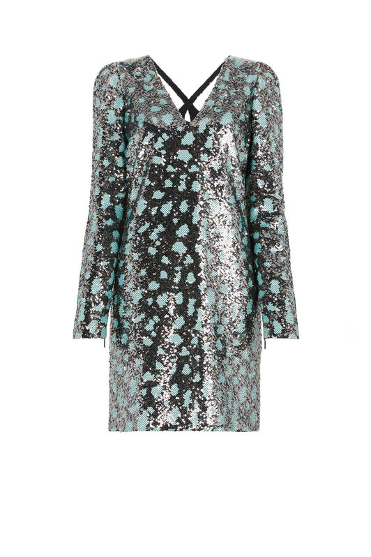 RC Leopard Sequin-Embellished Dress RC Leopard Sequin-Embellished Dress Hellblau/Schwarz GWR131-GG001