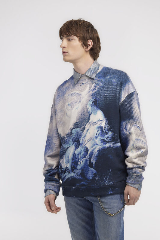 RC Sweatshirt with Denim Wild Leda print Dark blue RMT68B-5OI35