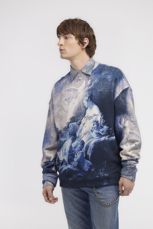 RC Sweatshirt with Denim Wild Leda print RC Sweatshirt with Denim Wild Leda print Dark blue RMT68B-5OI35