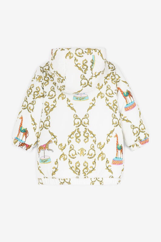 JU Filigree Circus-Print Padded Coat White RJT410-5RG82