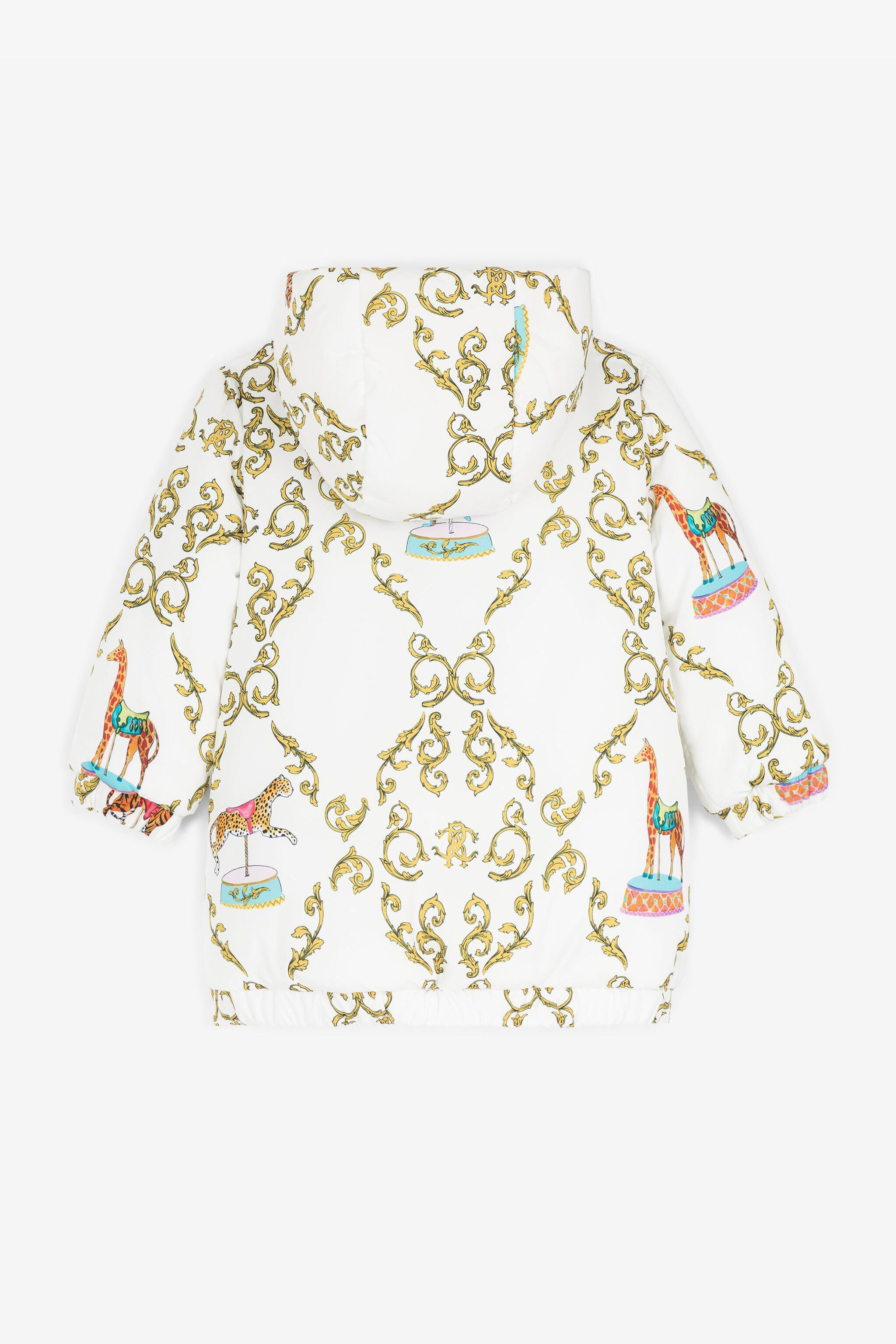 JU Filigree Circus-Print Padded Coat White RJT410-5RG82