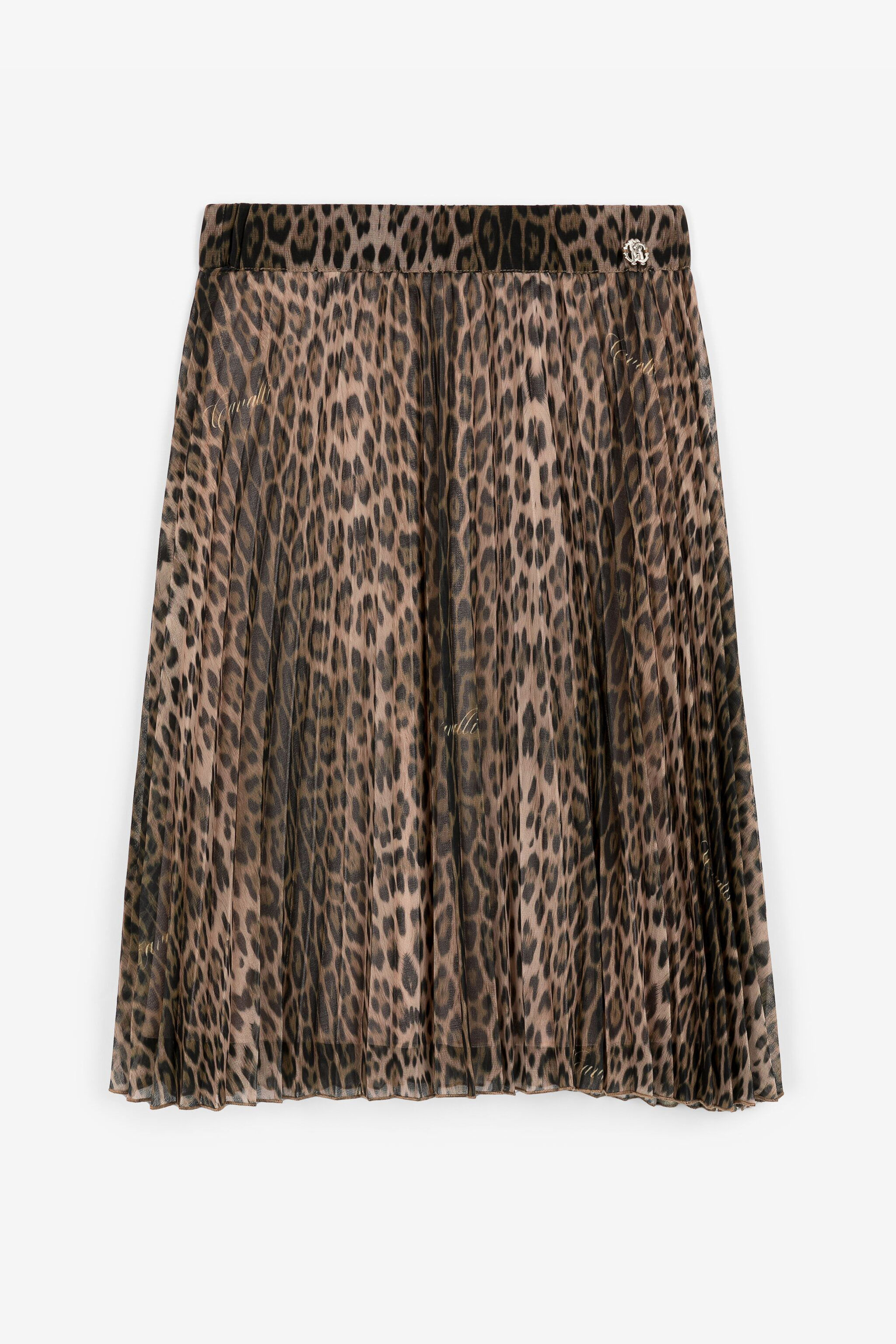 JU Leopard-Print Pleated Skirt Light brown RJT305-7GG65