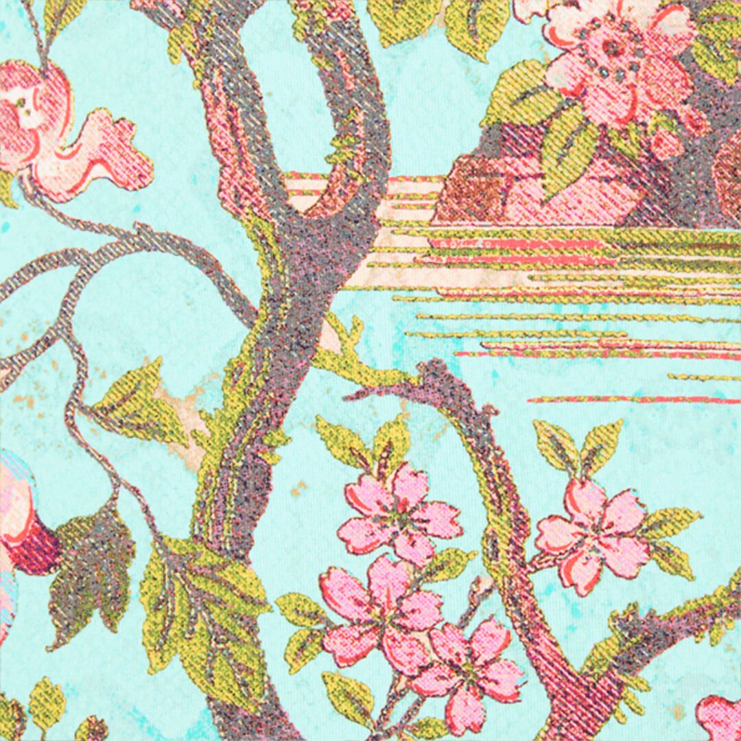 RC Floral & Pheasant Print Top Blau/Rosa VKT604-LNP76