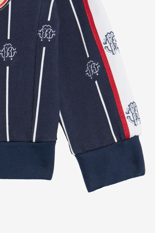 JU Blue Sweatshirt with Striped Print and RC Monogram NAVY VJT699-5OP27