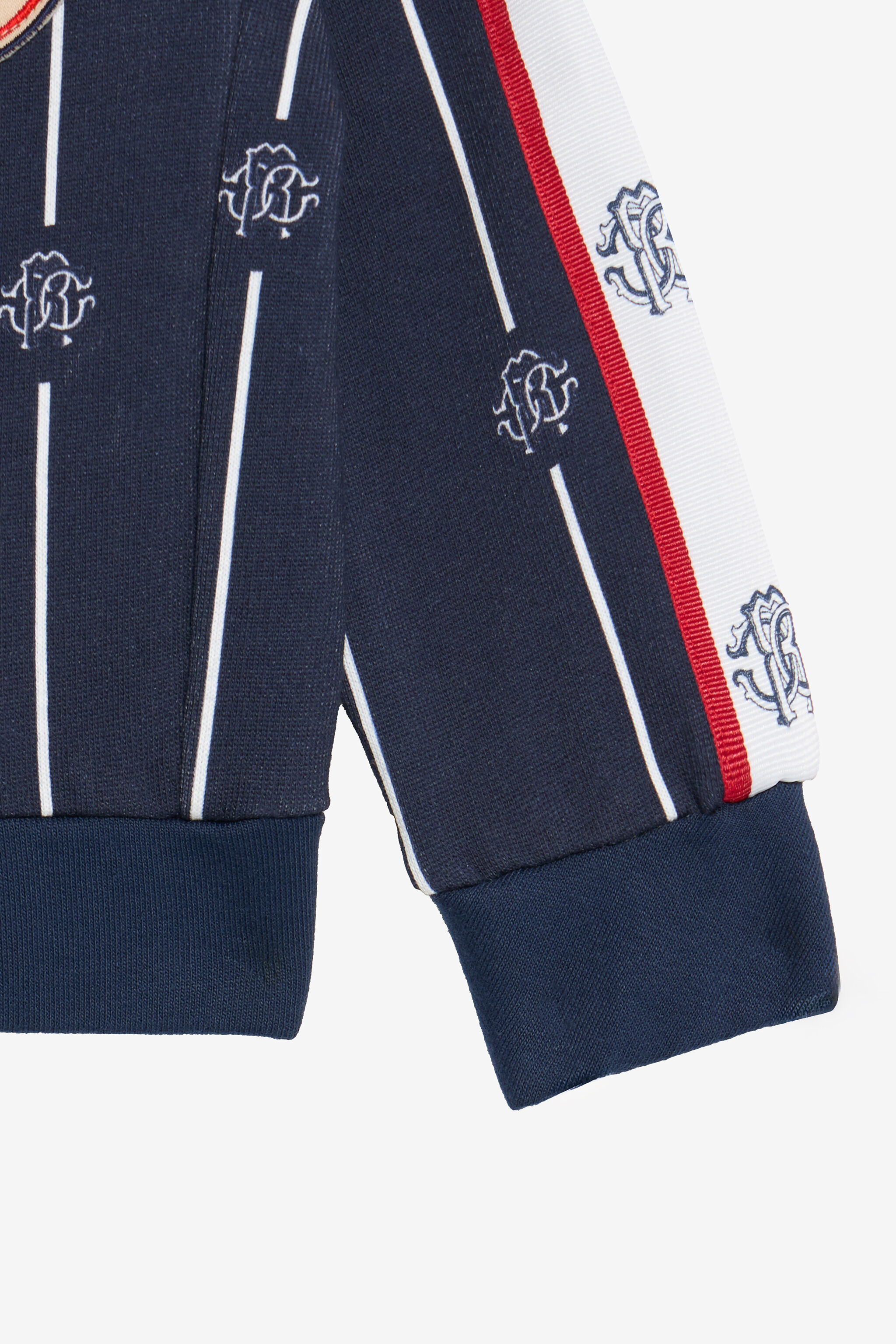 JU Blue Sweatshirt with Striped Print and RC Monogram NAVY VJT699-5OP27