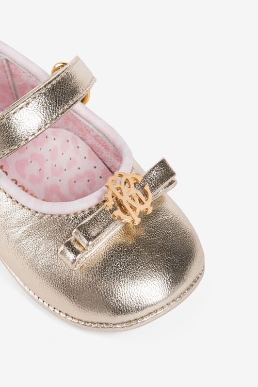 JU Mary Jane in pelle con Monogram RC JU Mary Jane in pelle con Monogram RC Oro Q61109-Q0012
