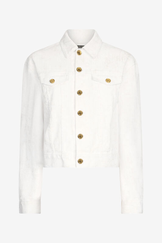 RC Denimjacke mit goldenen Knöpfen Weiß UWJ425-DE007