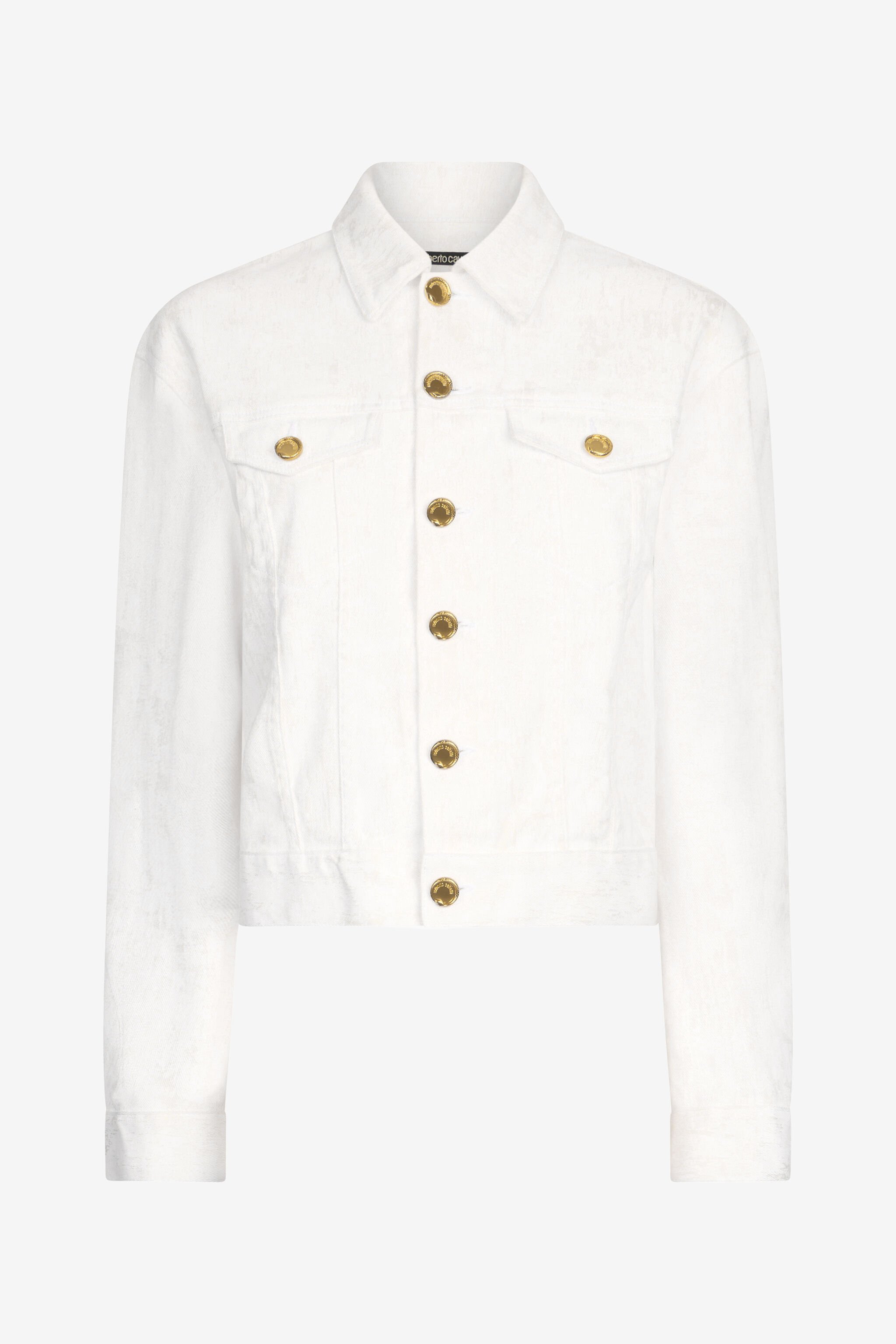 RC Denimjacke mit goldenen Knöpfen Weiß UWJ425-DE007