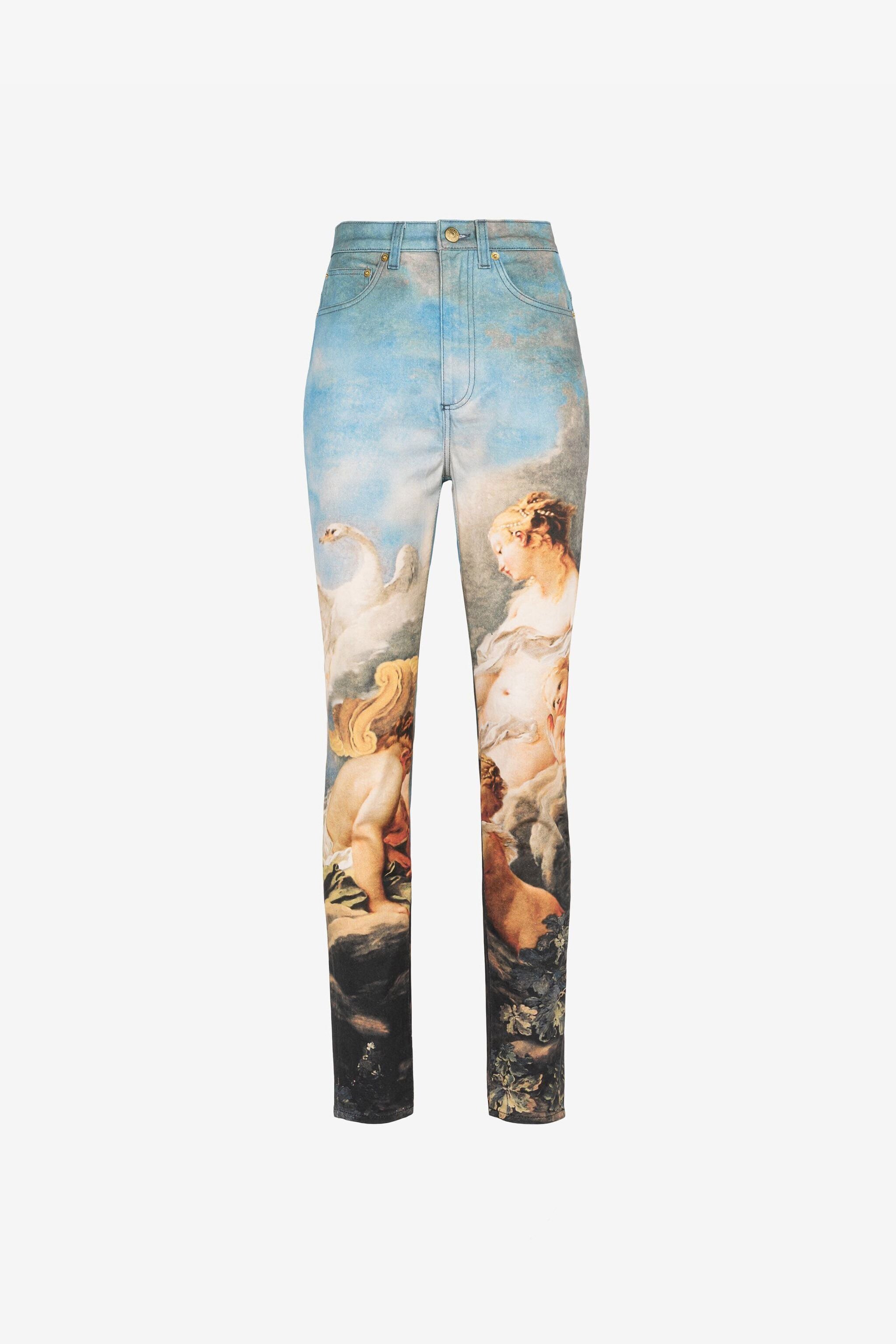 RC Graphic-print high-waisted skinny jeans Light blue QWJ233-DAG38