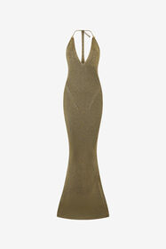 RC Abito Lungo Nero E Oro A Coste Con Serpenti GOLD/BLACK WWM102-MO010