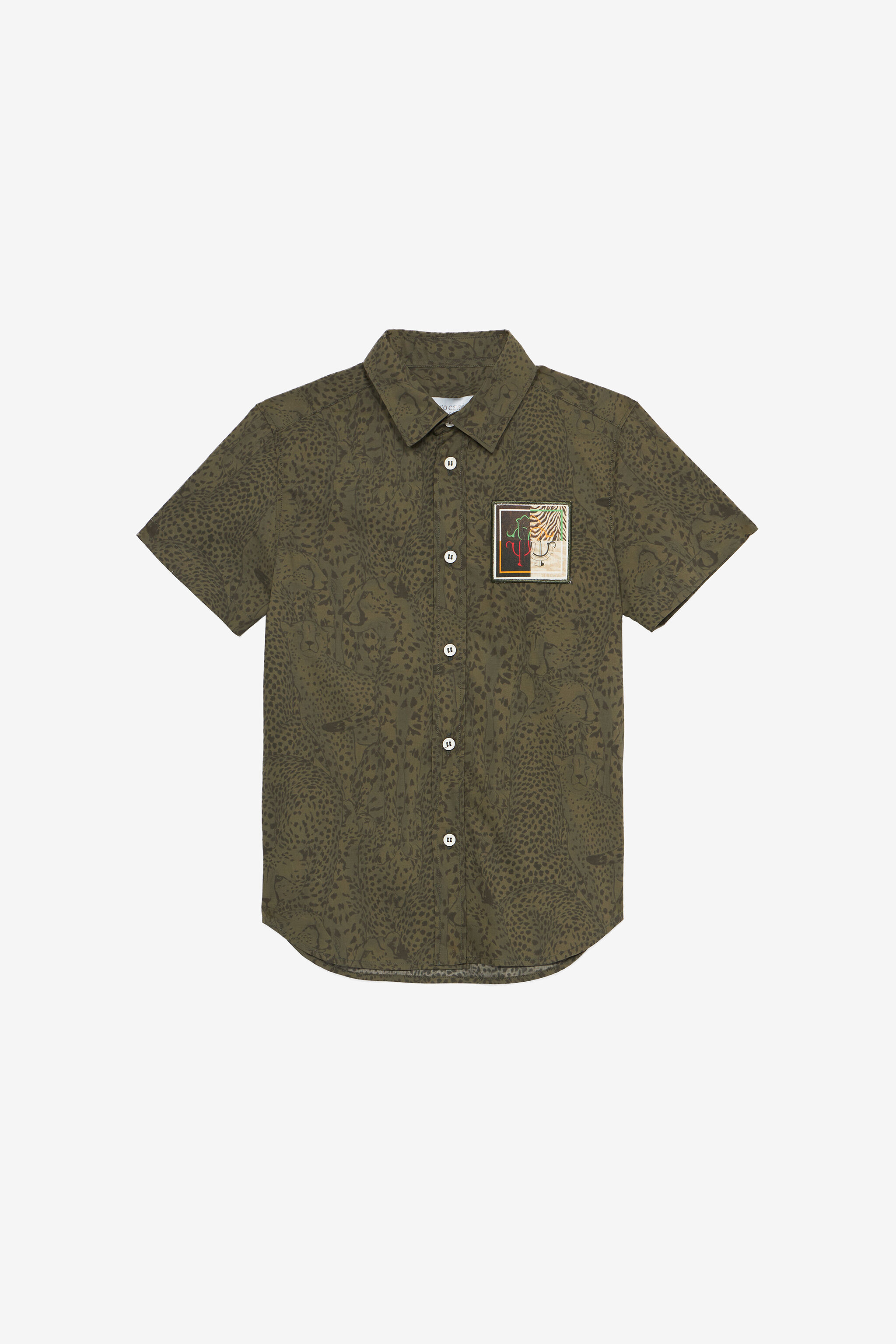 JU Chemise À Imprimé Guépards Vert UJT70B-7MO35