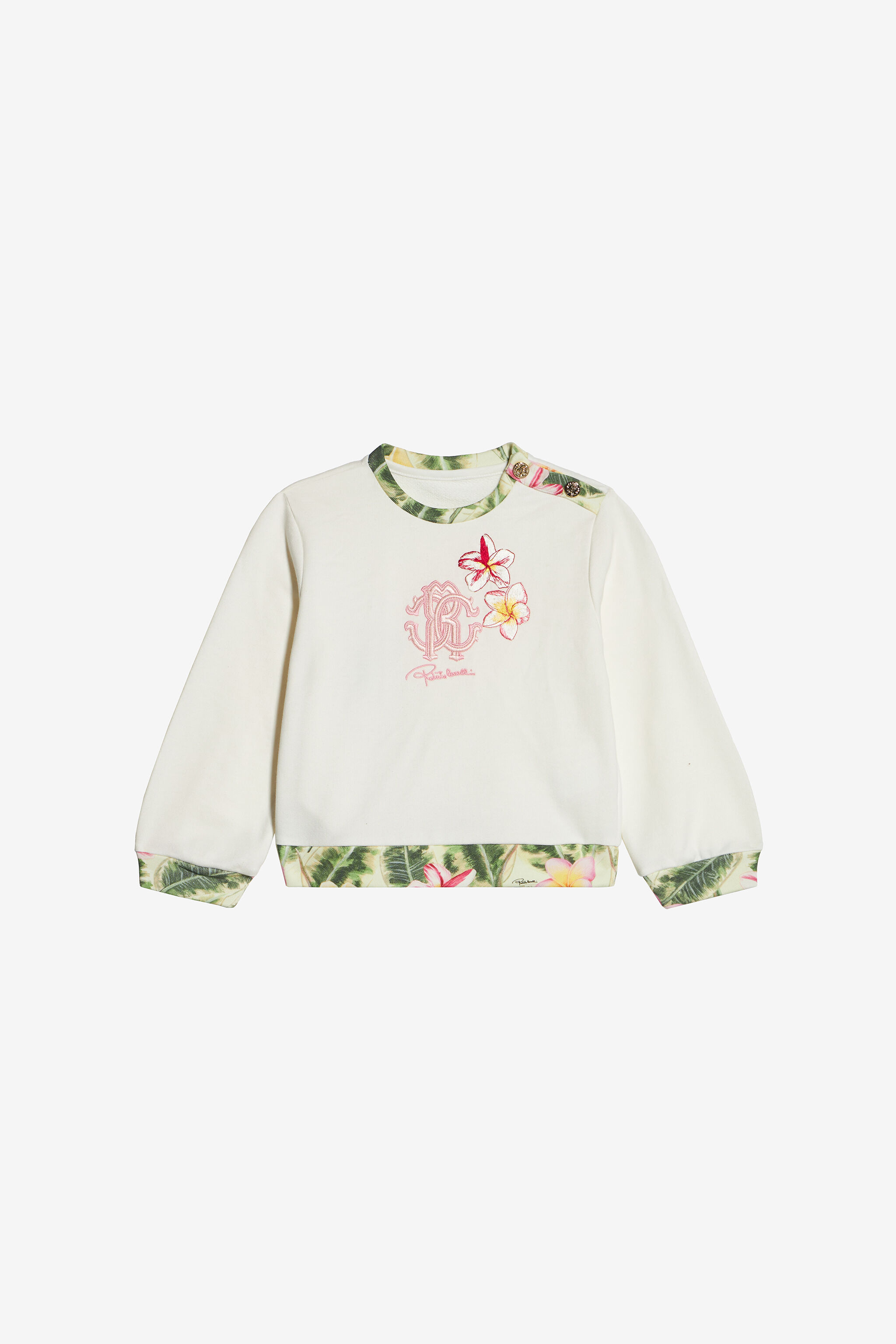 JU Sweatshirt With Embroidered Flowers And RC Monogram MILKY WHITE UJT663-CF050