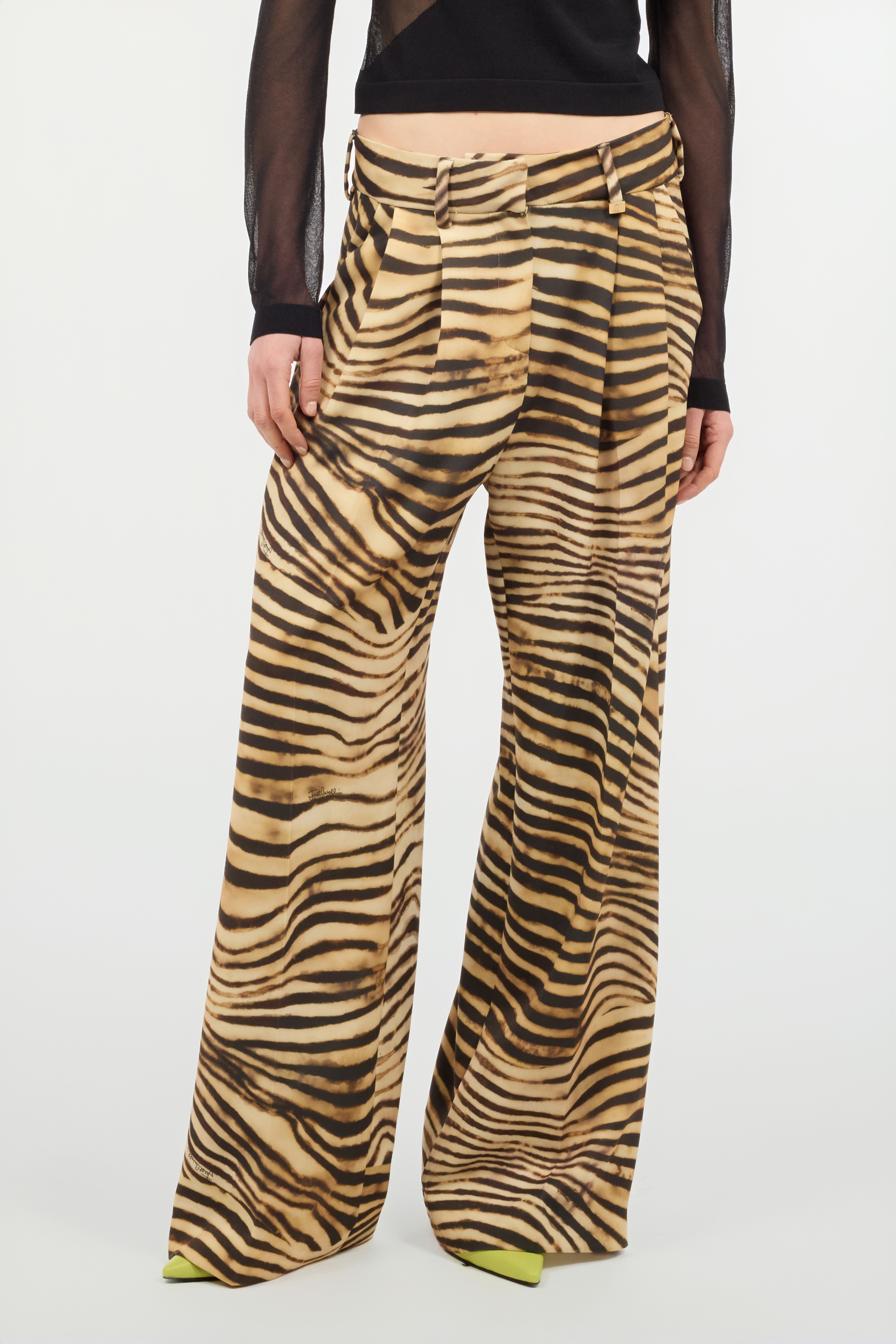 JC Flowing Pants With Tiger Skin Print Light Brown UFT088-UF127