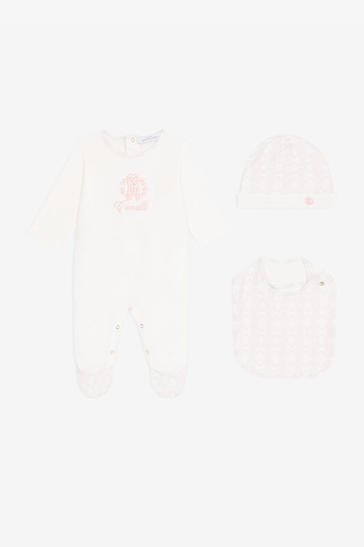 JU Conjunto para bebé con logotipo y Monograma RC bordados Rosa RJT849-JD001