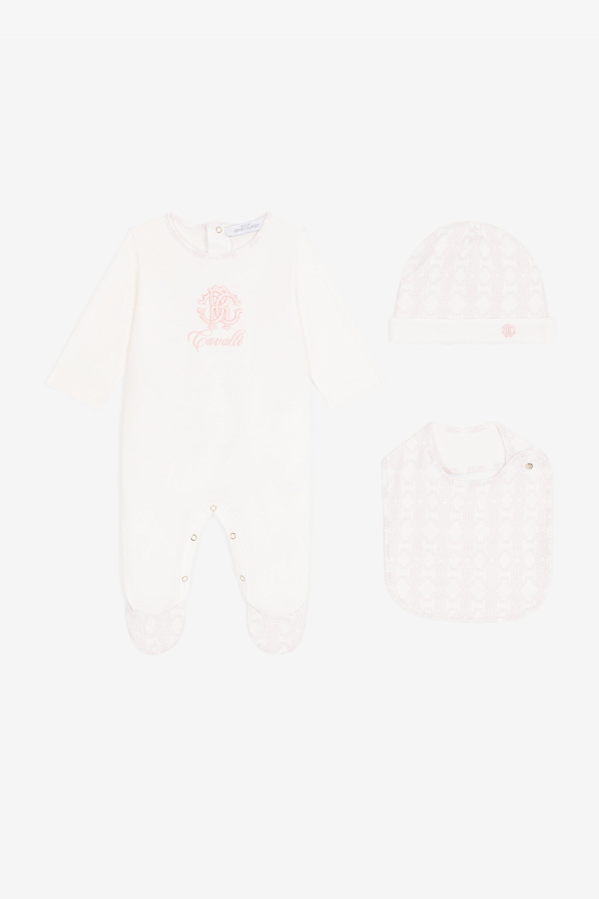 JU Conjunto para bebé con logotipo y Monograma RC bordados Rosa RJT849-JD001