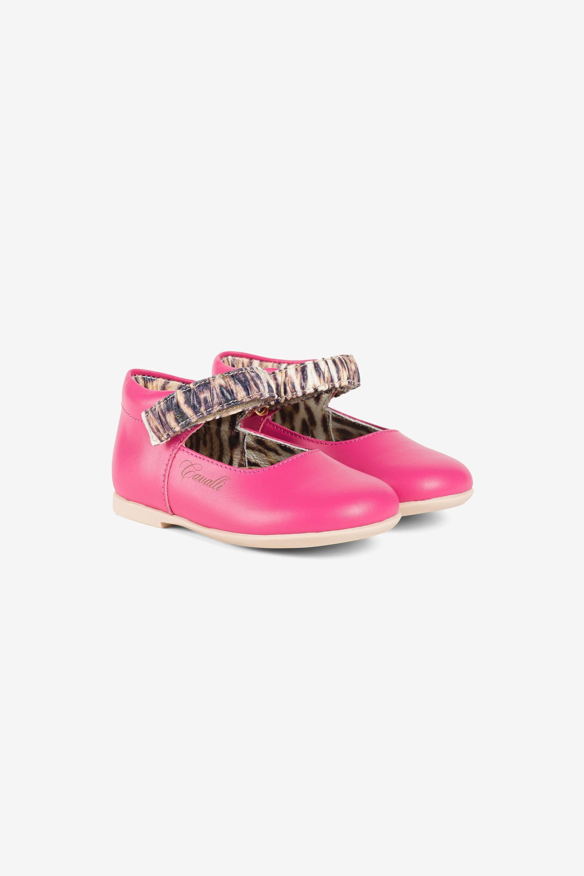 JU Logo-Print Ballet Flats Fuchsia PJS010-PL001