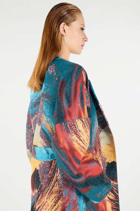 RC Itaca Print Coat with belt Blue/Orange UWT504-DJ091