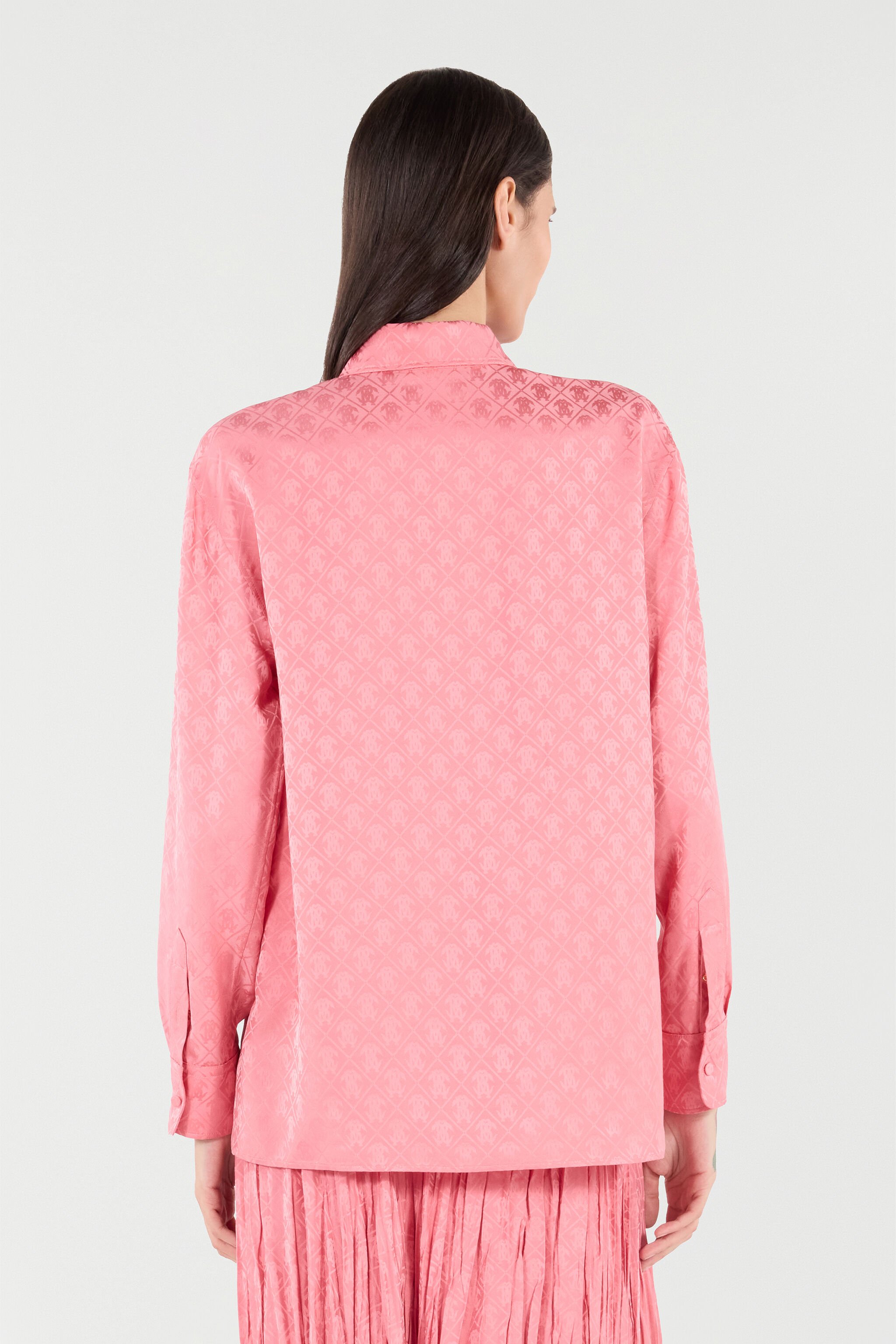 RC Silk Blend Shirt with Mirror Snake Monogram Print Pink VKT704-RK010