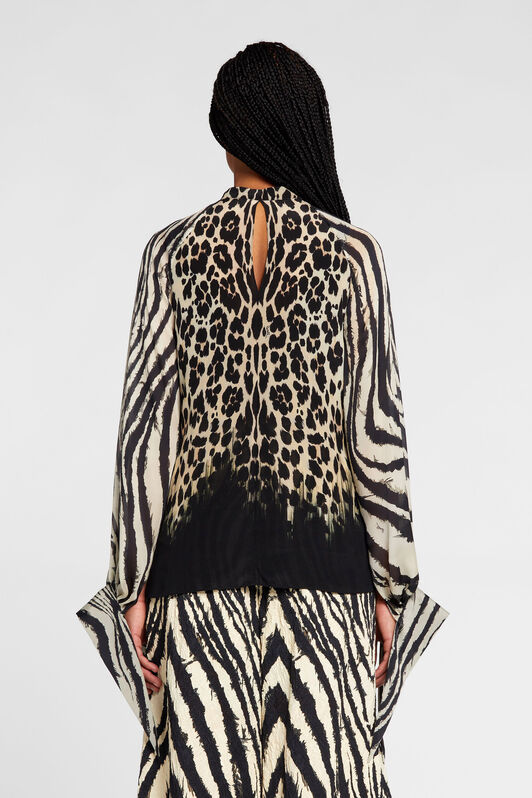 RC Top de seda con estampado Queen of Sicily RC Top de seda con estampado Queen of Sicily AVORIO/NERO OKT700-SQC81