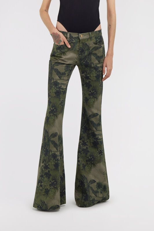 RC Hawaii Green printed Jeans RC Hawaii Green printed Jeans Dark green SKJ205-DAI84