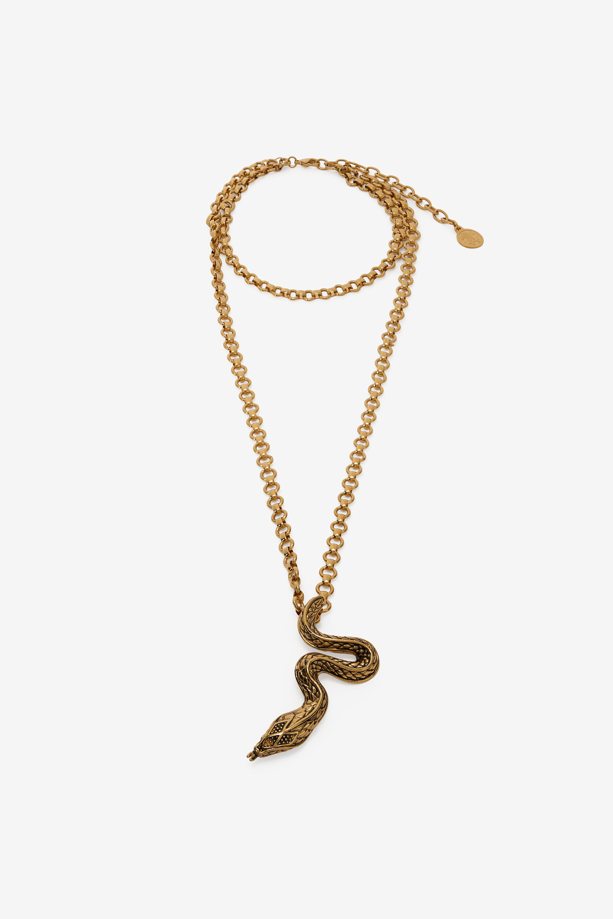 Antiqued Gold Necklace with Snake in OLD GOLD for Women | Roberto