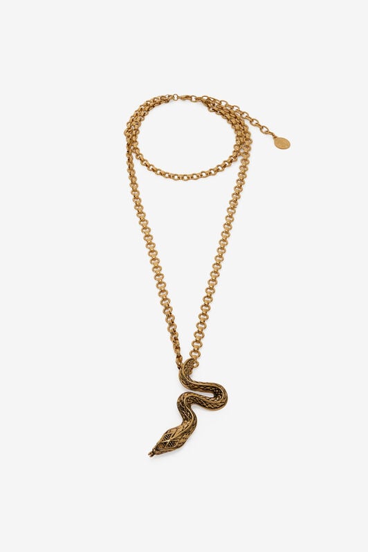 RC Antiqued Gold Necklace with Snake OLD GOLD WWG015-AM001