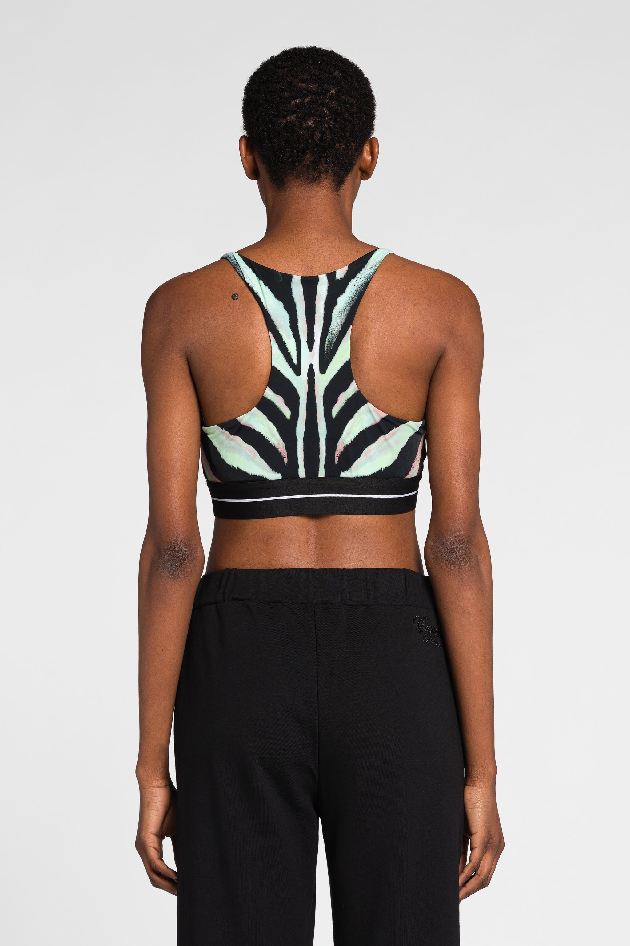 RC Zebra-Print Logo-Jacquard Crop Top Light green/Black OQT60D-LND03