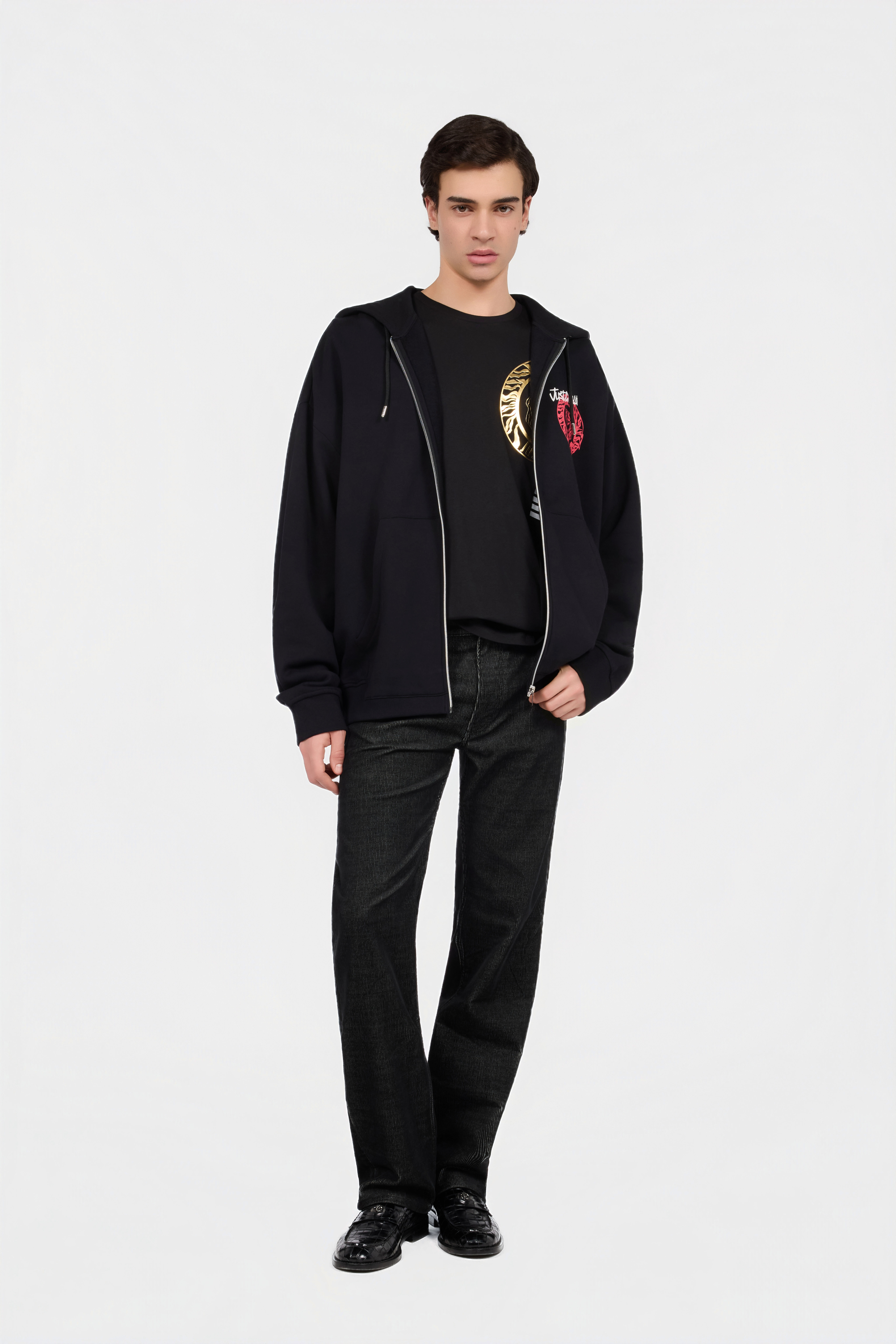 JC Black Hoodie Sweatshirt with Logo BLACK RRT966-RR228