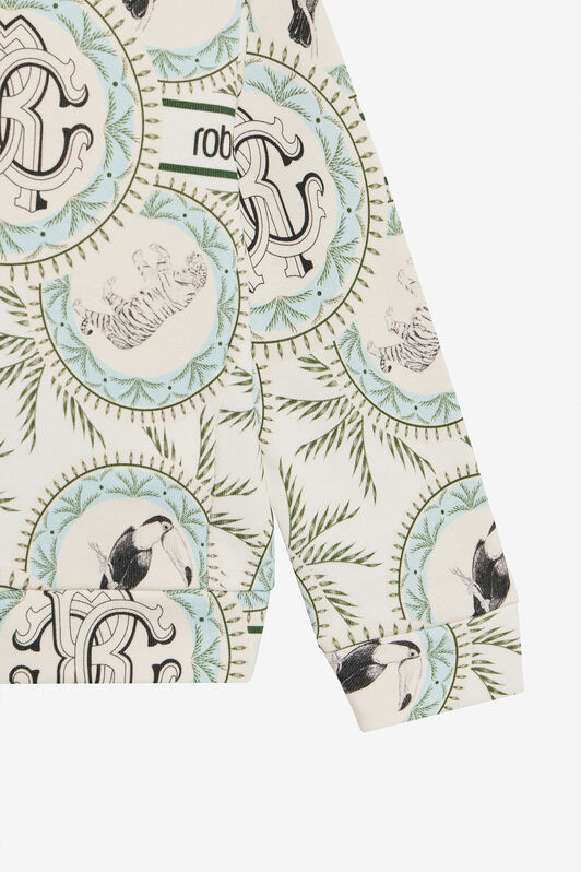 JU Kapuzenpullover Mit Maiolica-Print IVORY/LIGHT BLUE UJT692-5OO42